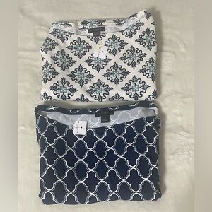 NWT Ann Taylor Factory Womens Blouse 3/4 Sleeve Size Medium Geometric Business